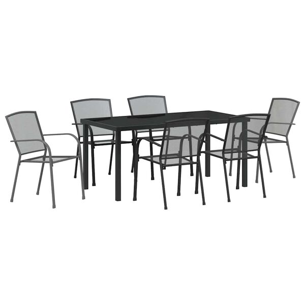 vidaXL Ensemble de salle &agrave; manger pour jardin 7 pcs Anthracite