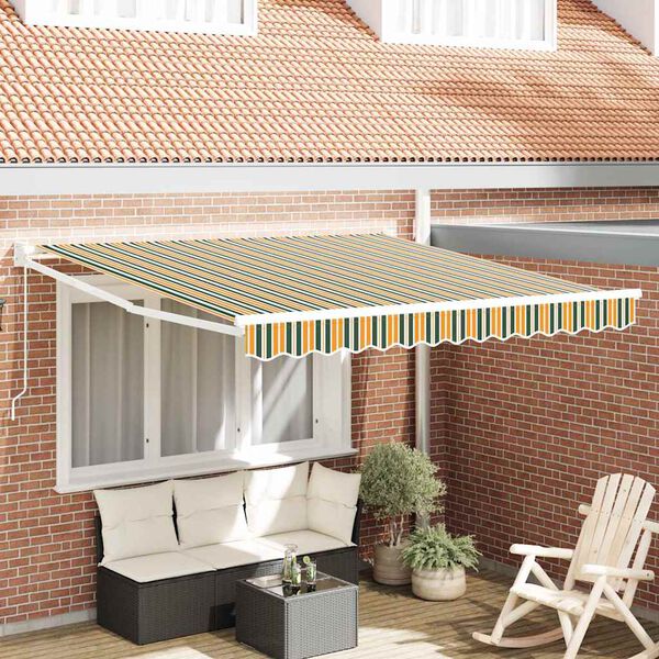 vidaXL Auvent R&eacute;tractable Vert et jaune 350 x 250 cm tissu