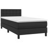 vidaXL Sommier &agrave; lattes de lit avec matelas Noir 90x190 cm Similicuir