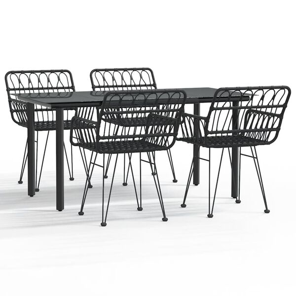 vidaXL Ensemble à manger de jardin 5 pcs Noir Résine tressée