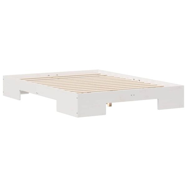vidaXL Cadre de lit sur&eacute;lev&eacute; Blanc 120 x 190 cm Bois massif en pin