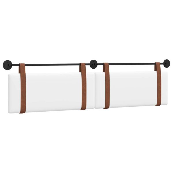 vidaXL T&ecirc;te de lit suspendue Uni Blanc 210 x 55 x 5 cm PU antique