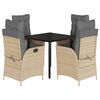 vidaXL Ensemble &agrave; manger de jardin coussins 5 pcs m&eacute;lange beige rotin