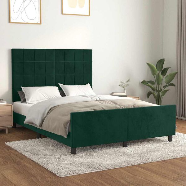 vidaXL Cadre de lit sans matelas vert fonc&eacute; 140x200 cm velours