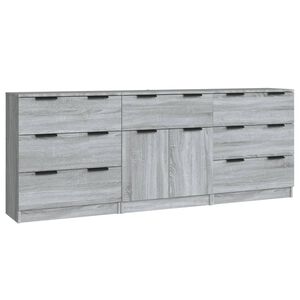 vidaXL Buffets 3 pcs Sonoma gris Bois d'ingénierie