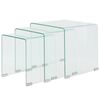 vidaXL Ensemble de tables gigognes 3 Pi&egrave;ces Verre tremp&eacute; Transparent