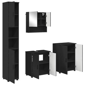 vidaXL Ensemble de mobilier de salle de bain 4 pc Noir 61 x 35 x 64 cm