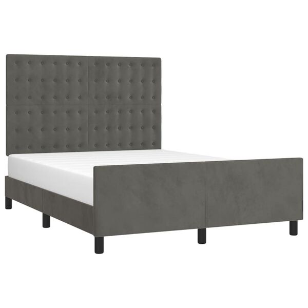 vidaXL Cadre de lit sans matelas gris fonc&eacute; 140x190 cm velours