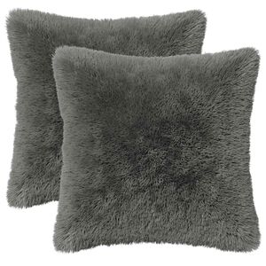 vidaXL Housse de coussin 2 pcs HEERLEN Gris clair 30 x 30 cm Fleece PV