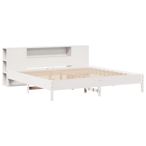 vidaXL Lit biblioth&egrave;que sans matelas blanc 200x200 cm bois pin massif