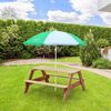 Axi House Table Picnic Nick Brun avec Parasol Vert Blanc