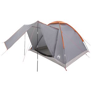 vidaXL Tente de camping Gris et orange 4 personnes Polyester et Acier