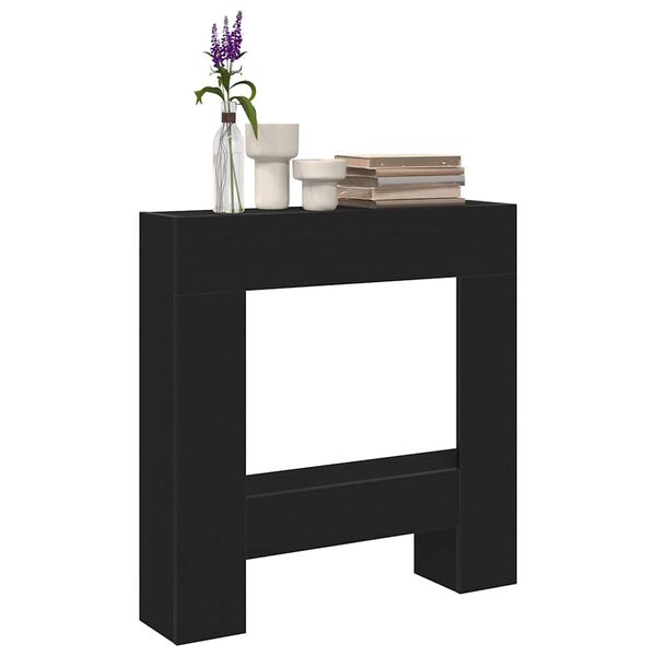 VidaXL Cadre de cheminée chêne noir 81x18x82 cm bois d'ingénierie