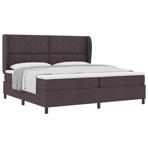 vidaXL Lit &agrave; ressorts avec matelas Marron fonc&eacute; 200 x 200 cm tissu