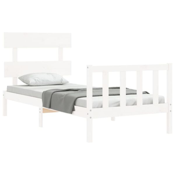 vidaXL Cadre de lit sans matelas blanc bois de pin massif