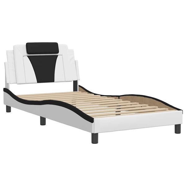 vidaXL Cadre de lit Viana sans matelas blanc et noir 100x200 cm similicuir