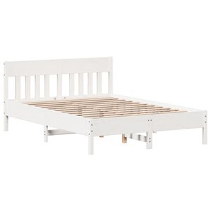 vidaXL Cadre de lit sans matelas blanc 135x190 cm bois de pin massif