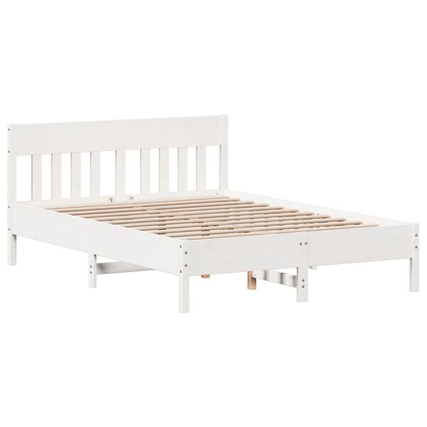 vidaXL Cadre de lit sans matelas blanc 135x190 cm bois de pin massif