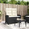 vidaXL Banc inclinable de jardin avec coussins noir r&eacute;sine tress&eacute;e