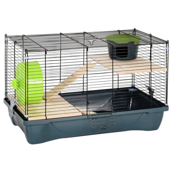 vidaXL Cage pour hamsters gris 58x32x36 cm polypropylène et métal