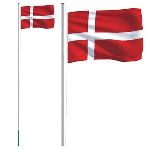 vidaXL Drapeau du Danemark et m&acirc;t 6,08 m Aluminium