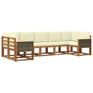 vidaXL Ensemble de canap&eacute;s d'ext&eacute;rieur 7 pcs Naturel et Cr&egrave;me