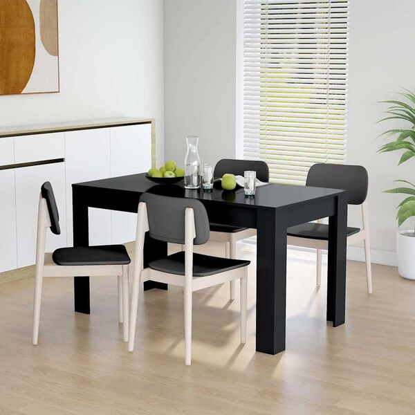 vidaXL Table à manger Noir 140x74,5x76 cm Bois d'ingénierie