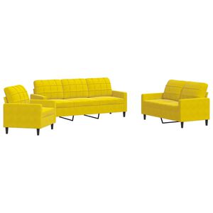 vidaXL Ensemble de canapés 3 pcs avec coussins Jaune Velours