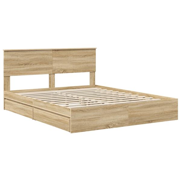 vidaXL Lit de Rangement Ch&ecirc;ne Sonoma 160 x 200 cm Bois d'ing&eacute;nierie