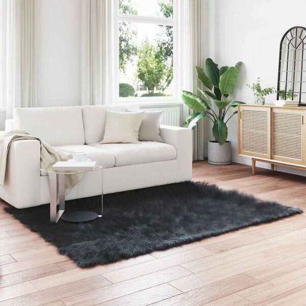 vidaXL Tapis en fausse Tafalla Noir 120 x 170 cm Polyester