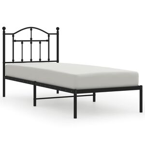 vidaXL Cadre de lit m&eacute;tal sans matelas avec t&ecirc;te de lit noir 80x200 cm