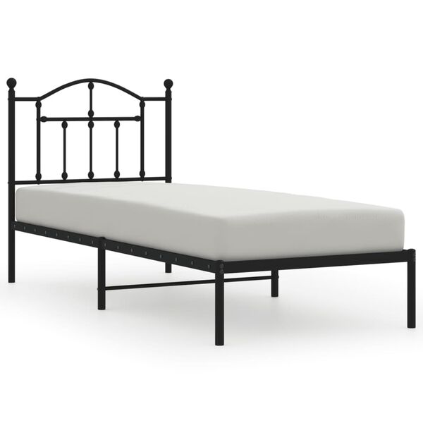 vidaXL Cadre de lit métal sans matelas avec tête de lit noir 80x200 cm