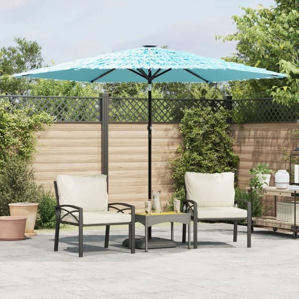 vidaXL Parasol de jardin avec m&acirc;t en acier bleu 288x288x225 cm