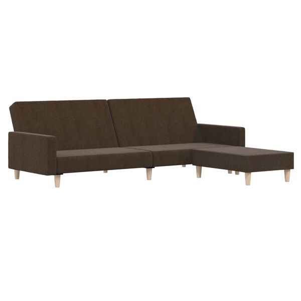 vidaXL Canap&eacute;-lit &agrave; 2 places avec repose-pied Marron Tissu