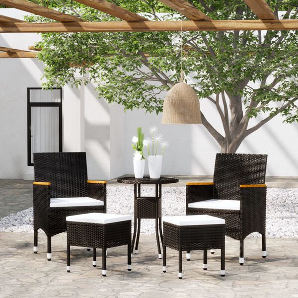 vidaXL Salon de jardin 5 pcs Résine tressée Noir