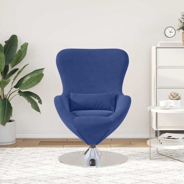 vidaXL Fauteuil &oelig;uf Bleu police Velours