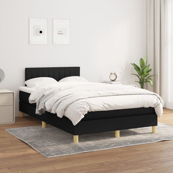 vidaXL Sommier &agrave; lattes de lit avec matelas Noir 120x200 cm Tissu