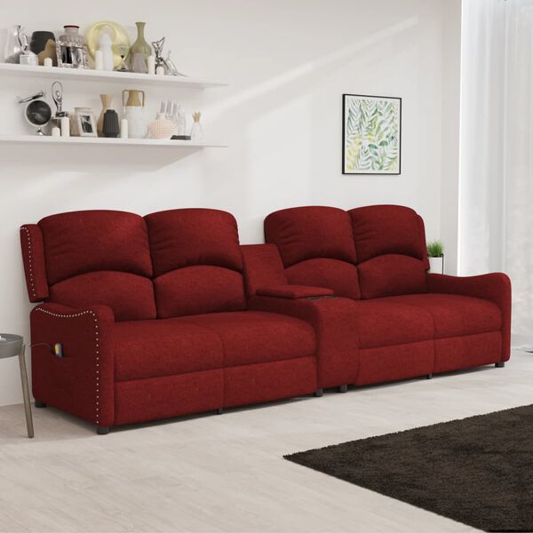 vidaXL Fauteuil de massage inclinable 4 places porte-gobelets bordeaux