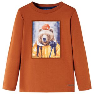 T-shirt enfants &agrave; manches longues orange br&ucirc;l&eacute; 116