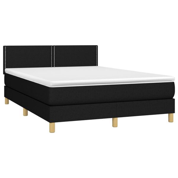 vidaXL Sommier &agrave; lattes de lit avec matelas Noir 140x190 cm Tissu