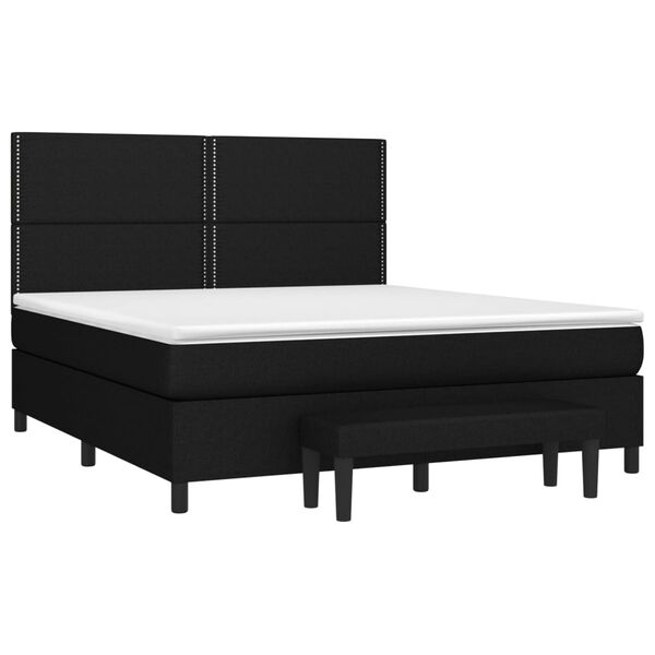 vidaXL Sommier &agrave; lattes de lit avec matelas Noir 180x200 cm Tissu