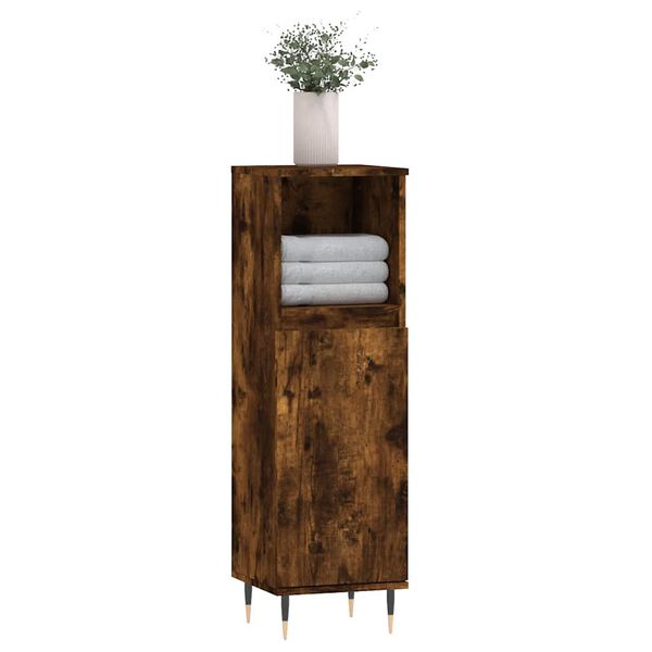 vidaXL Armoire de bain chêne fumé 30x30x100 cm bois d'ingénierie
