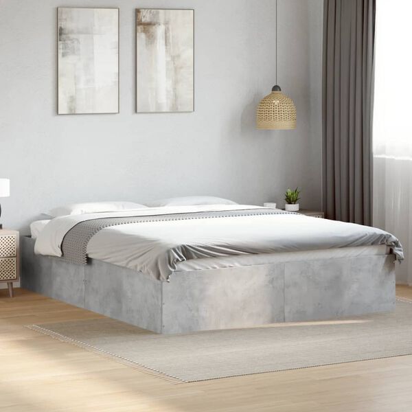 vidaXL Cadre de lit sans matelas gris b&eacute;ton 150x200 cm