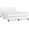 vidaXL Sommier &agrave; lattes de lit avec matelas Blanc 140x190cm Similicuir