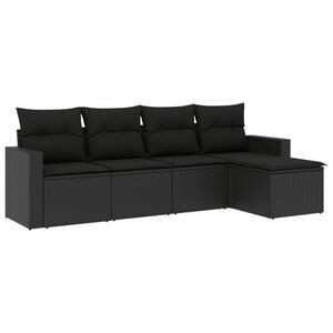 vidaXL Salon de jardin 5 pcs avec coussins noir r&eacute;sine tress&eacute;e