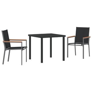 vidaXL Ensemble de salle à manger pour jardin 3 pcs Noir