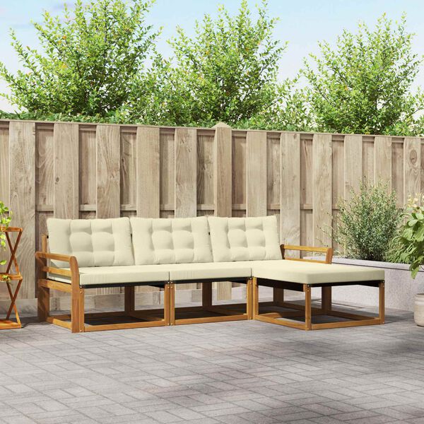 vidaXL Ensemble de canap&eacute;s d'ext&eacute;rieur 4 pcs Naturel et Cr&egrave;me