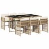 vidaXL Ensemble &agrave; manger de jardin et coussins 7 pcs beige poly rotin