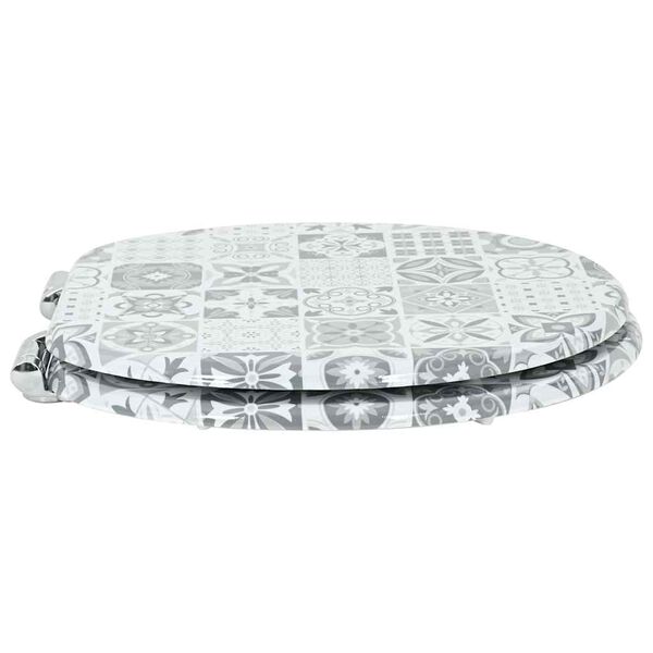 vidaXL Si&egrave;ge de toilette &agrave; fermeture douce Porcelaine bleue et blanche