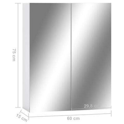 vidaXL Armoire à miroir de salle de bain Blanc 60x15x75 cm MDF